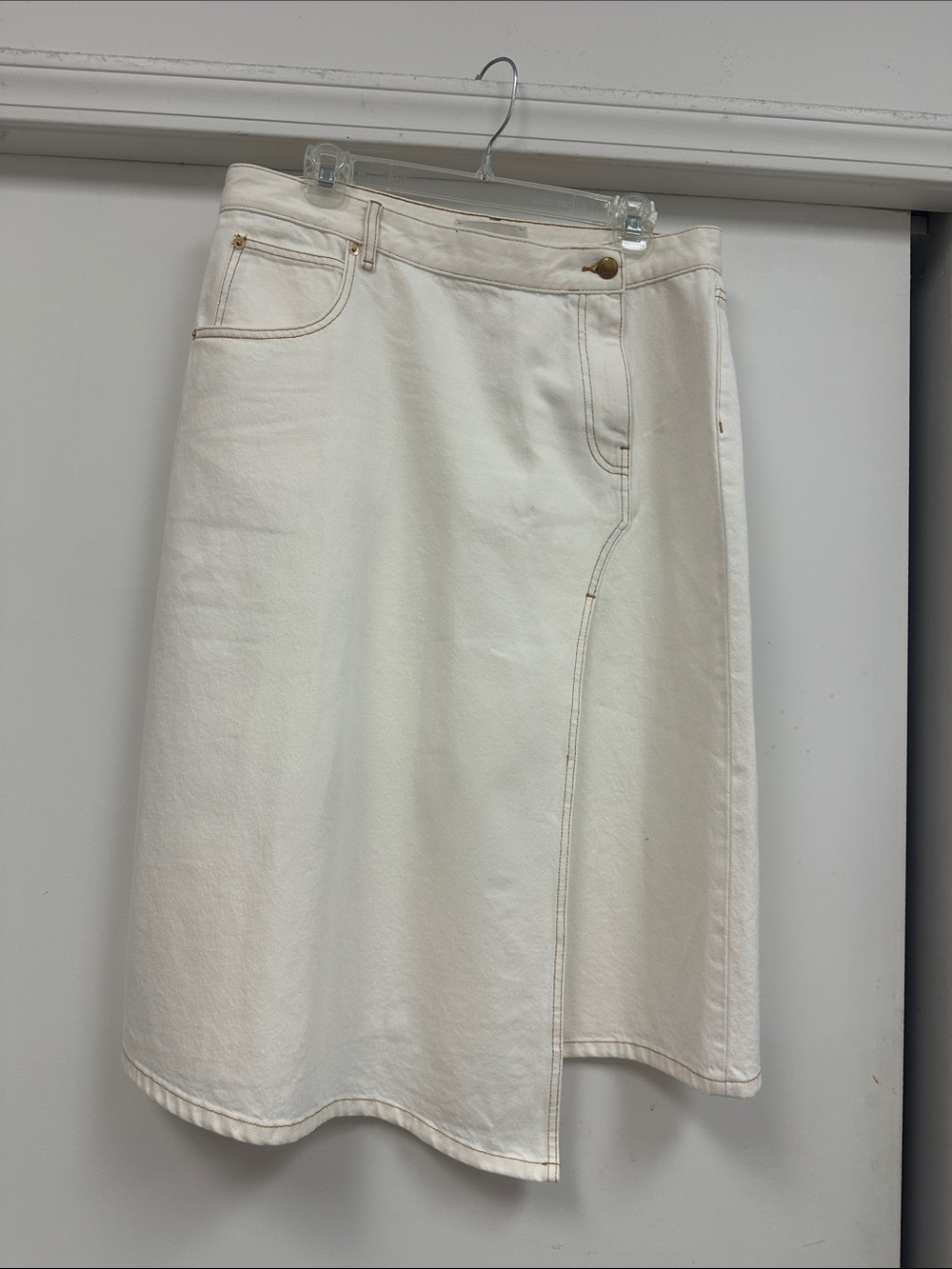 Tory Burch Off-White A-Line Denim Skirt
